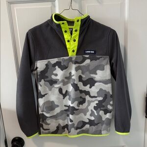 Lands' End Charcoal and Neon Yellow Camo Pullover